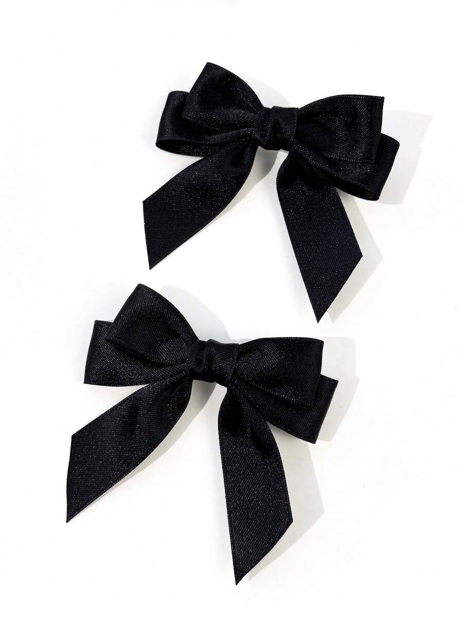 2pcs Women's Solid Color Bow Hair Clips, Suitable For Daily Wear,Hair Claws,Clips For Hair