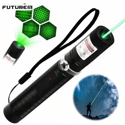 Puntero Láser Verde, Linterna Láser En Forma De Bolígrafo De Alta Potencia Con Batería Incorporada Y Indicador Láser Verde De Largo Alcance (negro) Recargable Por Usb