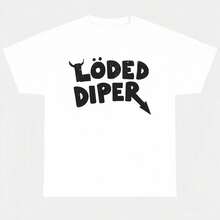 Loded Diaper Unisex Heavy Cotton T-Shirt, Men's Clothing, Vintage Top, Distressed Humor, Joke Gift, Graphic Tees, Summer Casual Wear JFMU PN8G - 白色 - 查看 3