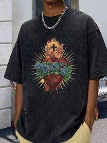 New 2026 Model, 100% Washed Cotton, Urban Casual Style, Suitable For Parties Or Festivals, Soft And Breathable Fabric, Modern Print Design, Unisex, Lightweight And Comfortable To Wear, Vintage Fashion Design. - Black - View 1