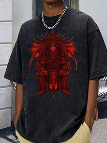 Nuevo modelo 2026,% algodón lavado, estilo casual urbano, adecuado para fiestas o festivales, tela suave y transpirable, diseño de estampado moderno, unisex, ligero y cómodo de llevar, diseño de moda vintage. - Negro - Ver 1