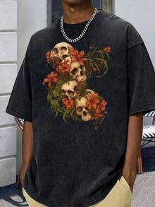 New 2026 Model, 100% Washed Cotton, Urban Casual Style, Suitable For Parties Or Festivals, Soft And Breathable Fabric, Modern Print Design, Unisex, Lightweight And Comfortable To Wear, Vintage Fashion Design. - 黑色 - 查看 12