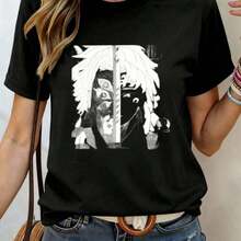 Camiseta Vintage para Mujer 2026 con Estampado de Anime Japonés de Ramen - Linda Camiseta de Dibujos Animados Comiendo Ramen con Estrellas y Estampados Japoneses, Suave |   Diseño exquisito |   Suelto y cómodo |   Fácil de combinar | - Negro 2 - Ver 1