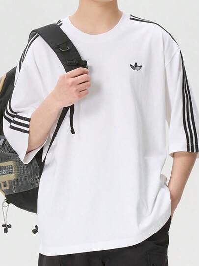  Adidas Originals 3S Crew Neck Sports Breathable Comfortable Pure Cotton Short-Sleeve T-Shirt For Men