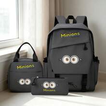 Miniso Bộ 3 món Minions màu xám gồm balo, túi đựng laptop, túi giữ nhiệt và hộp bút, thích hợp cho văn phòng, học tập và du lịch. - Xám - Xem 2
