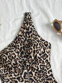 Swim Lushoire Mono de mujer con estampado de leopardo para playa, fiesta y vacaciones - Multicolor - Ver 4