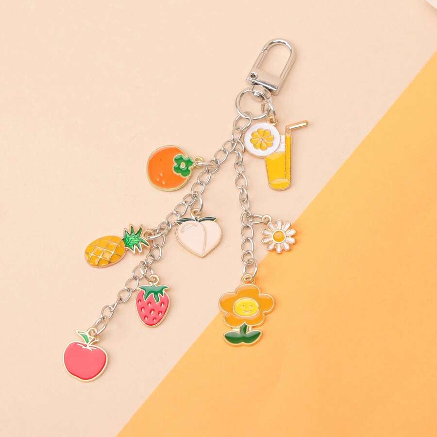 1 chiếc móc khóa hình trái cây mùa hè kiểu , hình dâu tây, đào, cam dễ thương, phụ kiện treo túi xách nữ tính, phụ kiện đa năng. - Nhiều màu - Xem 1