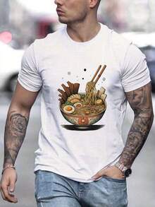 Camiseta para hombre con un exquisito diseño de ramen japonés. - Blanco - Ver 1