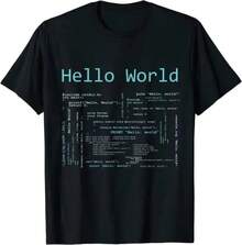 Large 2026 Hello World T-Shirt - Computer Programming Languages T-Shirt For Video Game Lovers, Gamers, Boys And Men, Computer Programmer Clothing, Graphic Tees - Hitam - View 6