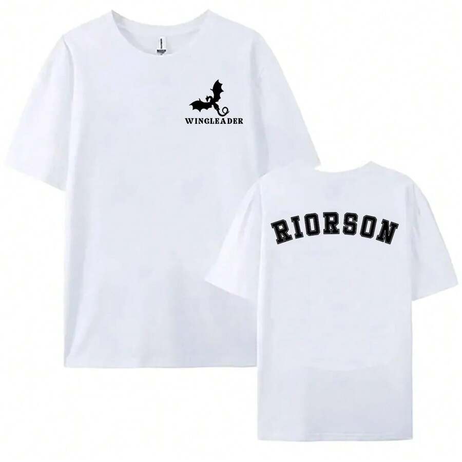 Wingleader Riorson Onyx Storm Women's Cotton Short Sleeve T-Shirts, Aesthetic Clothing, Dragon Graphic Print Women's T-Shirt - White - View 1