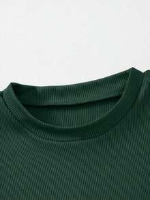 Body tejido de canalé de cuello alto unicolor - Verde Oscuro - Ver 4