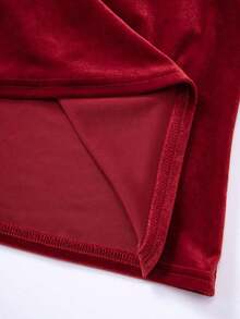 Vestido con cuello de halter y bajo de cola de sirena para mujer, vestido elegante sin espalda con pliegues sin mangas y ajuste ceñido color rosa intenso liso para fiestas y salidas nocturnas, vestido largo de mujer para primavera/verano - Rojo - Ver 4