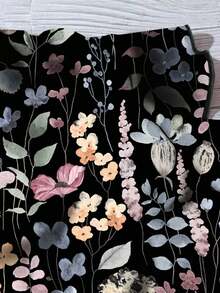 Blusa casual de mujer con estampado floral vintage, adecuada para el verano, citas, uso en la oficina y blusas elegantes para exteriores - Negro - Ver 5