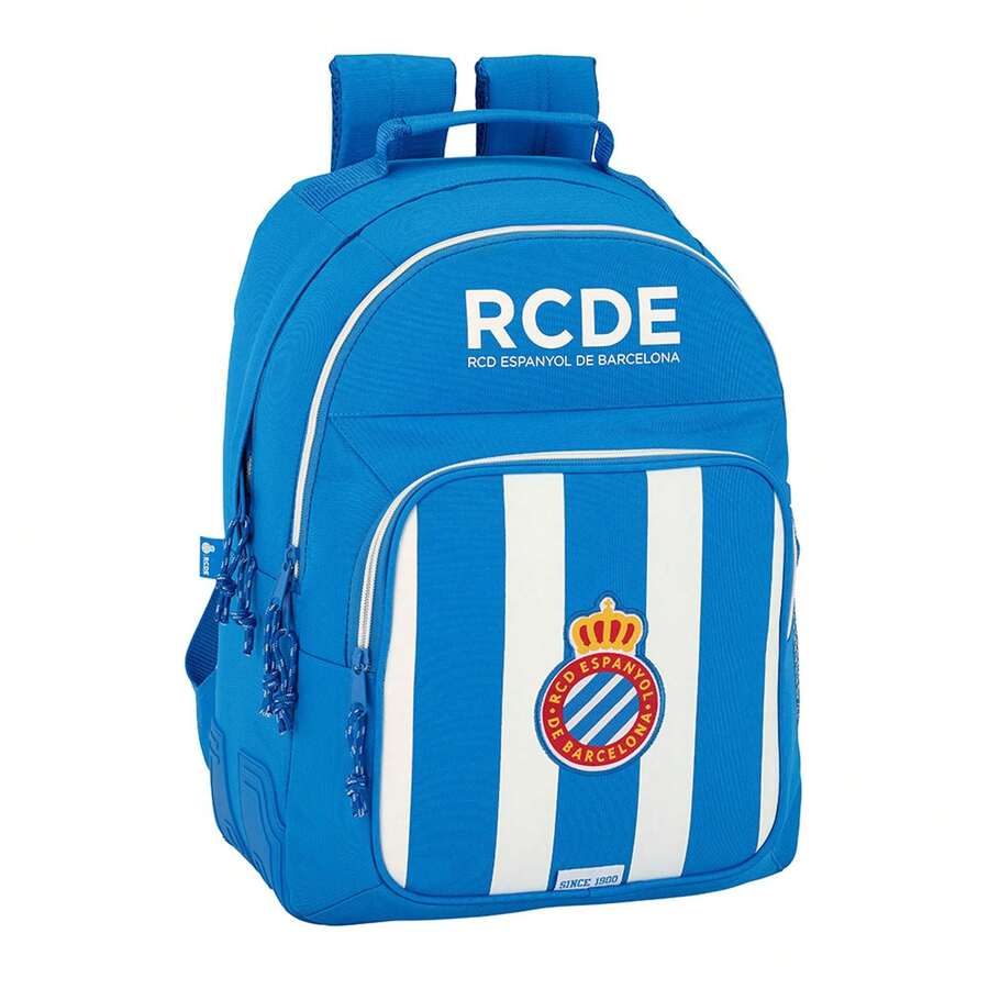 RCD Espanyol School Backpack Main Compartment With Double Zipper And Front Pocket With Zipper, Padded Back And Shoulder Straps, White And Blue - Option 5 - View 1