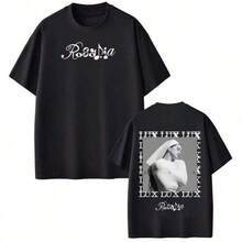 Camiseta Estampada de la Gira del Álbum LUX de la Cantante Rosalías 2026, Camiseta de Moda para Hombre y Mujer, Manga Corta, Verano - Negro - Ver 1