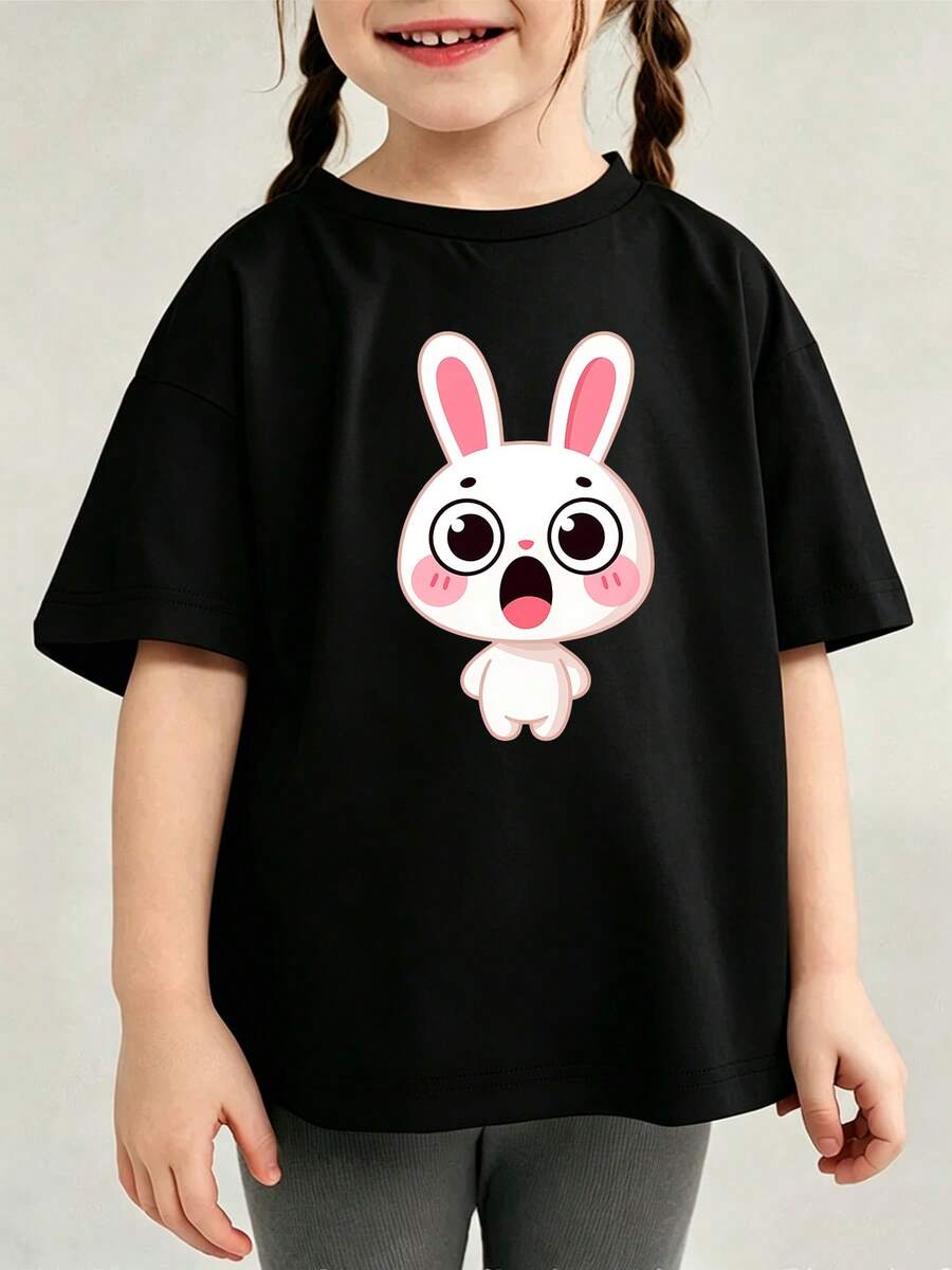 Blusa veraniega estampada manga corta para niña toddler - Negro - Ver 1