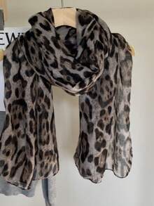 1pc Women's Bohemian Style Leopard Print Headscarf, Soft & Breathable Street-Style Scarf, Versatile Daily Wear - Brown - View 5