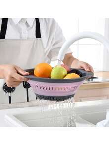 1 pieza Colador plegable, Cesta colgante para lavar frutas y verduras, Cesta escurridor plegable, Diseño minimalista de dos colores, Artículo esencial de cocina - S - Ver 7