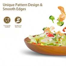4 đĩa nhựa vân gỗ, dùng đựng salad, bánh mì, sandwich, bữa sáng, mì Ý, cơm, khay phục vụ, an toàn khi sử dụng trong lò vi sóng và máy rửa chén, phù hợp cho gia đình, nhà hàng, tiệc tùng, cắm trại ngoài trời, sử dụng hàng ngày trong nhà bếp, vật dụng cần thiết cho kỳ nghỉ. - Màu vân gỗ - Xem 4