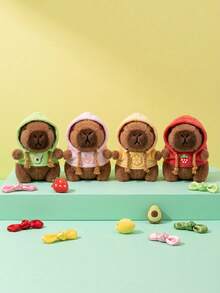 12cm Fluffy Capybara Plush Doll, Adorable Capybara Themed Plush Doll, Portable Mini Capybara Figurine, Comfortable Desktop And Bag Decor, Interesting Capybara Themed Gift For Animal Lovers (Multiple Styles) - Multicolor - View 2