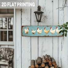 1pc 2D Flat Design - Vintage Iron Chicken Sign | 2D Flat, Handmade Appearance, Suitable For Kitchen, Living Room, Entrance, Farm Animal Art, All Seasons, Size: 9.98 X 39.98 Cm, Pre-Drilled Holes As Shown In Size Chart - Multicolor - View 6