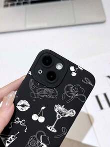 Does Not Include Lanyard Or Stand. 1 Soft Phone Case With Western Cowgirl Cocktail Lips With Cherries And Bow Boot Design, Mirror, Full Coverage, Non-Slip, Compatible - Multicolor 3 - View 6