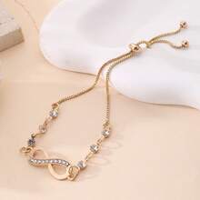 Vòng tay tình yêu vô cực đính đá có thể điều chỉnh, trang sức thời trang - Vàng - Xem 2