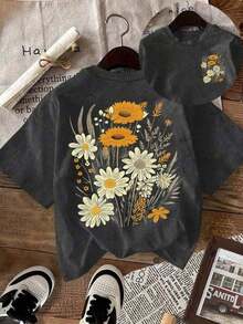 Women's Plus Size Short Sleeve T-Shirt With Round Neck, Loose Fit, Casual - 深灰色 - 查看 5