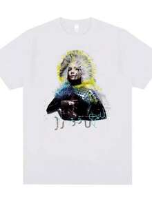 Bjork Vulnicura Graphic T-Shirt Men Women Hip Hop Fashion Pop Music T Shirt Male Casual Cotton Oversized Short Sleeve T-Shirts - 白色 - 查看 1