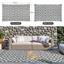 Sour Lemon Large Outdoor Rug Waterproof, Anti-Slip Plastic Straw Garden Rug, Outdoor Mat Carpet, UV Resistant For Camping, Deck, Beach, Picnic, Backyard, Poolside, 180X270cm - 灰白 - 查看 7