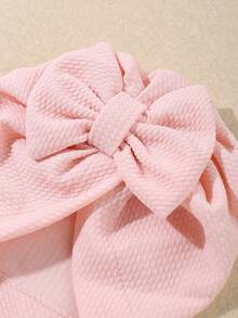 4pcs/Set Baby Ribbed Floral Knit Hat, Daily Warmth, Sun Protection, Windproof, Newborn Anti-Scratch Hat, Bowknot Decor Design, Suitable For Baby Girls Cute Headband Hat. Fabric Is Comfortable, Soft And Breathable, - Multicolor - View 6
