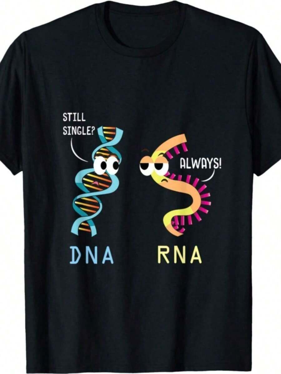 1 Piece Funny Hoodie T-Shirt For Proud Biologists, With Biology, Microbiology, DNA And RNA Designs, 180g, 100% Cotton - 黑色 2 - 查看 1