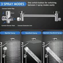 Bộ vòi sen, vòi sen mưa áp lực cao 10 inch với cần nối dài điều chỉnh được 11 inch và 5 chế độ phun, cầm tay, tia nước mạnh mẽ ngay cả với áp lực nước thấp nhờ ống dẫn dài. - A - Xem 2