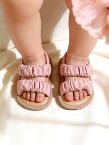 Giày sandal mùa hè đế mềm cho bé gái, giày bệt dự tiệc cưới, giày tập đi cho bé sơ sinh, giày tập đi trong nôi. - Màu Hồng baby - Xem 6