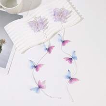 2pcs Fashion Tassel Faux Butterfly Hair Clips, Bridal Headpiece Hair Accessories, Vacation Style Hair Clips, Atmosphere Feeling Hair Clips For Women,Hair Barrettes,Hair Claws - Multicolor - View 13