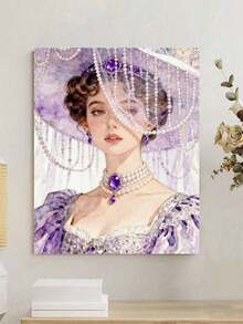 Elegant Lady In Purple Dress And Pearl Hat DIY Oil Painting By Numbers Painting Crafts Adult Home Decoration 40x50cm/16x20inch Holiday Gifts - Sets - View 5