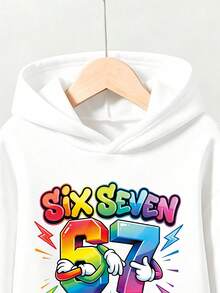 Young Boy Cartoon Print Warm Hoodie And Sweatpants. - White - View 4