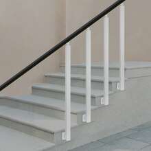 4 Pieces 100 Cm White Square Stair Railing Posts, Side-Mounted Metal Railing Posts, Adjustable Stair Railing Spindle, Modern Decorative Railing Column, For Stairwell, Balcony, Villa, Garden, Veranda - White - View 2