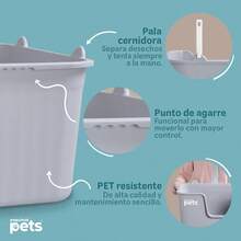 ESQUIMAL Cat Litter Box With Scoop, High Walls (Gray, Large) - Yellow - View 9