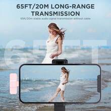 Wireless Lavalier Microphone For Smartphone Plug And Play For Video Audio Recording Clip On Lapel Microphone For Interview Vlog Teaching Podcast - Pink - View 6