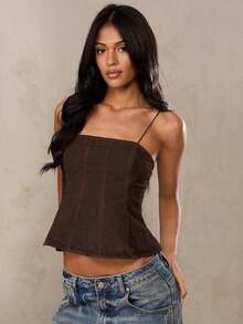 Camiseta corta de lino con mezcla casual de vacaciones, bordada con flores 3D, adecuada para el verano, la playa, las vacaciones en el sur de Francia, Ibiza, Italia - Café integral - Ver 6