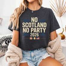 1 "No Scotland No Party 2026" T-Shirt, Scotland National Team World Cup T-Shirt, Army Tartan T-Shirt, 180g, 100% Cotton. - 黑色 - 查看 5