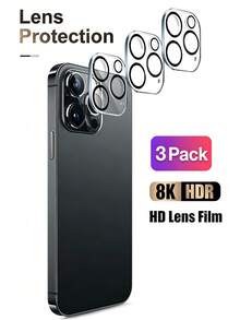 5pcs Compatible Phone 11/12/13/14/15/16 Pro Max/17 Pro/17 Air/17 Pro Max Silk-Screen Lens Protector, Full Screen Rear Tempered Glass Film & Camera Lens Protector, Easy Installation, Compatible With Specific Models - Clear - View 2
