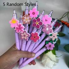 5/10 piezas Bolígrafo de bola con flor prensada, bolígrafo de bola con estilo aleatorio de flor de cerezo, escritura suave, adecuado para escuelas, oficinas, recompensas de aula, regalos ideales para el inicio de la temporada escolar, escritorio de oficina, suministros de oficina, suministros escolares - A - Ver 8