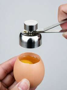 1pc Stainless Steel Egg Opener & Shell Cracker - Creative Kitchen Gadget For Boiled Eggs, Easy Peel Egg Hole Puncher & Tapper Tool - Silver - View 3