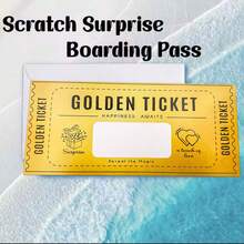 10 Stücke Gold Rubbelkarten DIY Set (mit Umschlägen), Überraschungsgeschenk, Party Zubehör, Geburtstags-/Hochzeitskarten, Konzert-/Kinotickets, Verlosungspreise - Gold - Übersicht 2