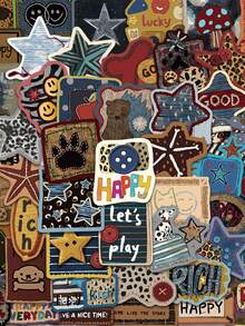 50pcs Cute Stitched Animal & Star Stickers, Retro Faux Patchwork Creative Aesthetic Graffiti Vinyl Decals For Phone Case Scrapbook Laptop Journaling Guitar Skateboard - 1 Set - View 1