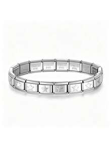 1 chiếc vòng tay tự lắp ráp bằng thép không gỉ Ý, vòng tay có thể điều chỉnh và tháo rời với thiết kế hình trái tim, hoa và móc, vòng đeo tay co giãn unisex, trang sức đa năng có thể đeo chồng lên nhau. - Nhiều màu - Xem 6