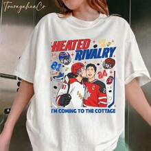 T-Shirt With A Collage Of Heated Rivalry, Shane Hollander And Ilya Rozanov Fan Art T-Shirt 7XOR XTO3 - 白色 - 查看 6