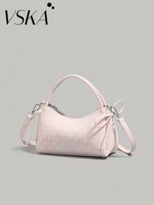 Polka Dot Cute Bow Handbag - Whether For Daily Commute Or Weekend Outings, This Bag Can Easily Elevate Your Style. Versatile Handle Design Allows For Hand-Held, Shoulder, Or Crossbody Carry. Easily Fits Daily Essentials Like Phone, Keys, Lipstick, And Powder. - Multicolor - View 2